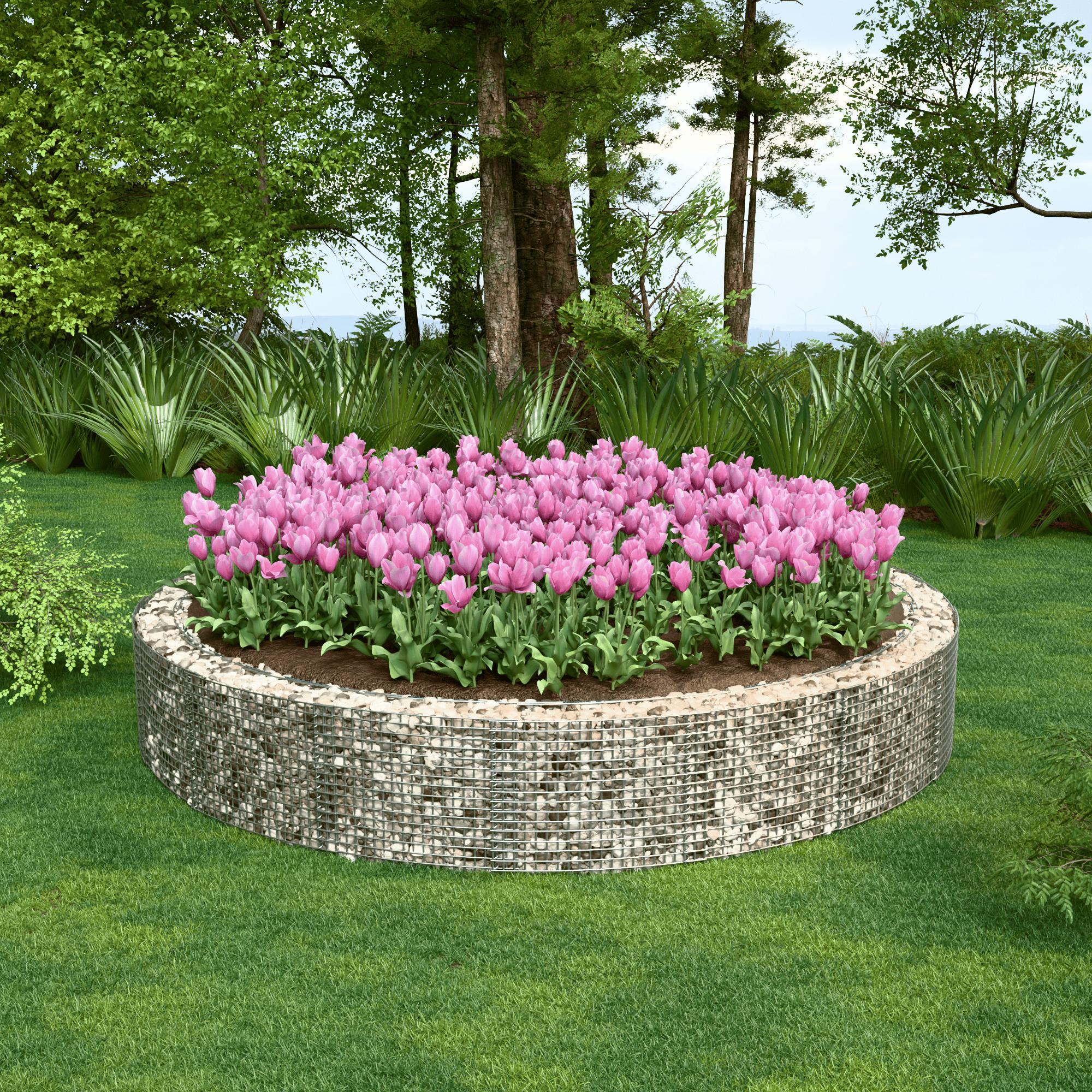 Round raised bed, outer diameter 442 cm, height 80 cm, mesh size 5 x 5 cm, wall thickness 15 cm