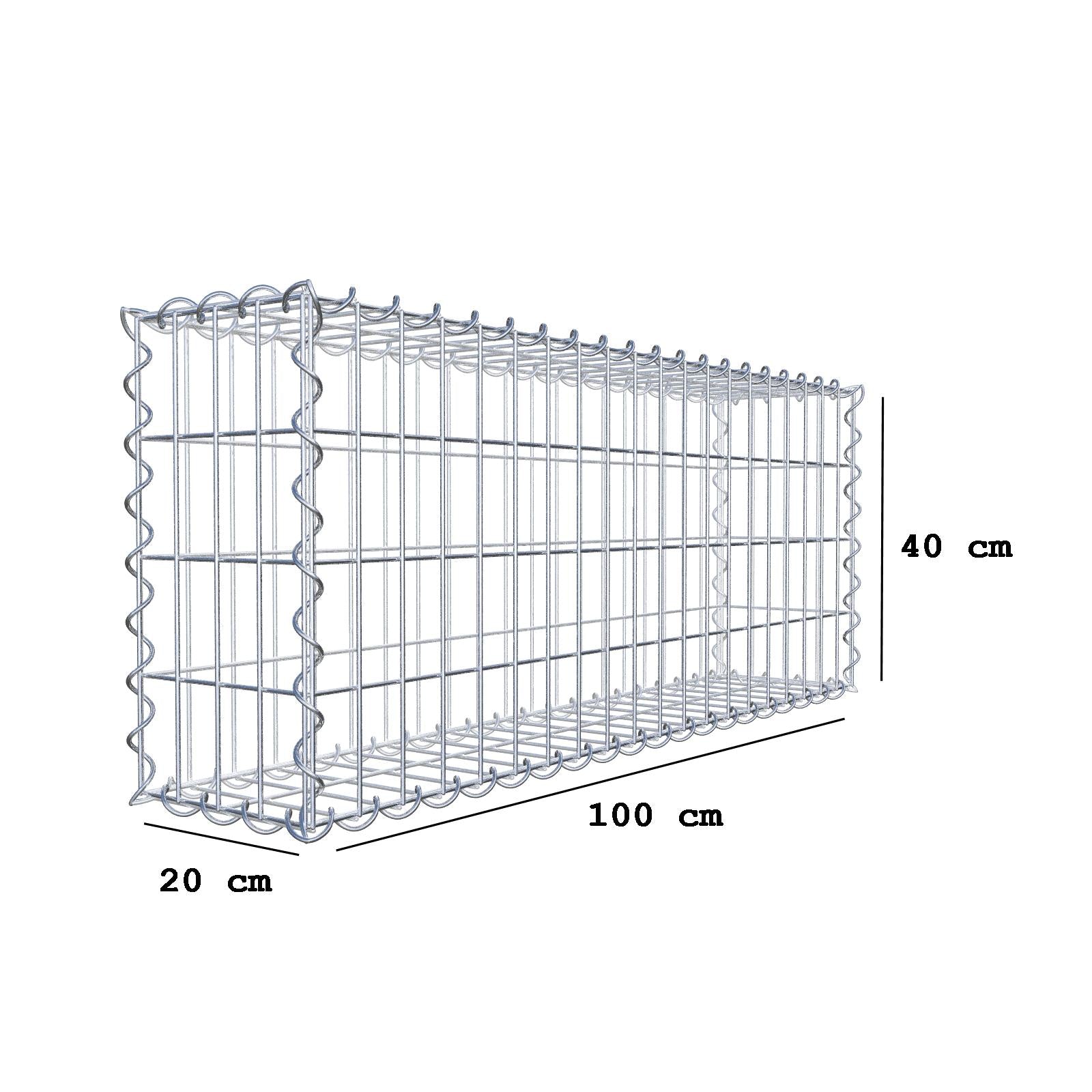Set van 2 schanskorven 100 cm x 40 cm x 20 cm (L x H x D), maaswijdte 5 x 10 cm, spiraalvormig