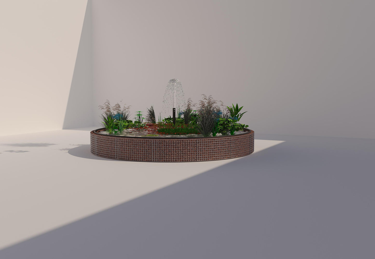 Gabionen Hochteich rund, Außendurchmesser 442 cm, Höhe 50 cm, Maschenweite 5 x 5 cm, Wandstärke 15 cm