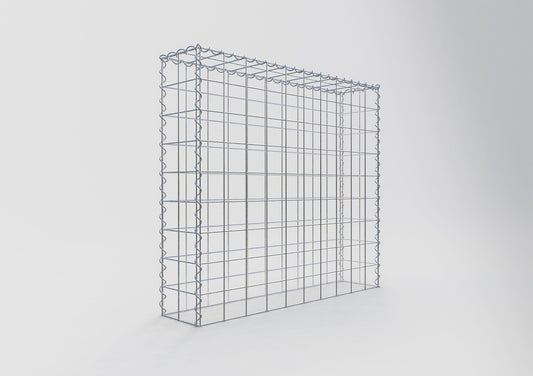 Opbouw schanskorf type 3 100 cm x 90 cm x 20 cm (L x H x D), maaswijdte 10 cm x 10 cm, spiraal