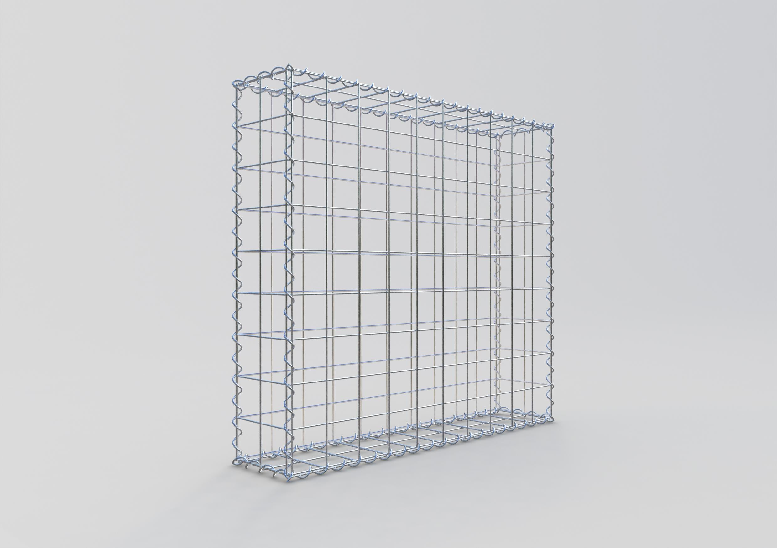 Schanskorf 100 cm x 90 cm x 20 cm (L x H x D), maaswijdte 10 cm x 10 cm, spiraalvormig