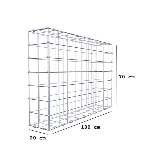 Gabione 100 cm x 70 cm x 20 cm (L x H x T), Maschenweite 10 x 10 cm, Spiralring
