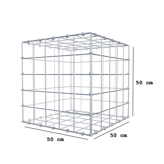 Gabbione 50 cm x 50 cm x 50 cm (L x H x P), maglia 10 x 10 cm, anello a spirale