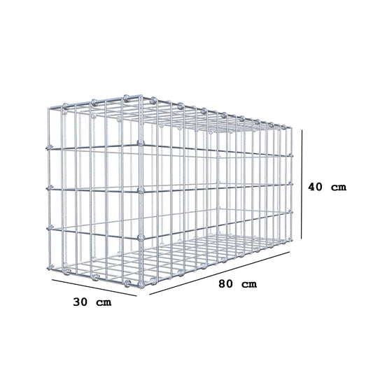 Gabione 80 cm x 40 cm x 30 cm (L x H x T), Maschenweite 5 x 10 cm, Spiralring