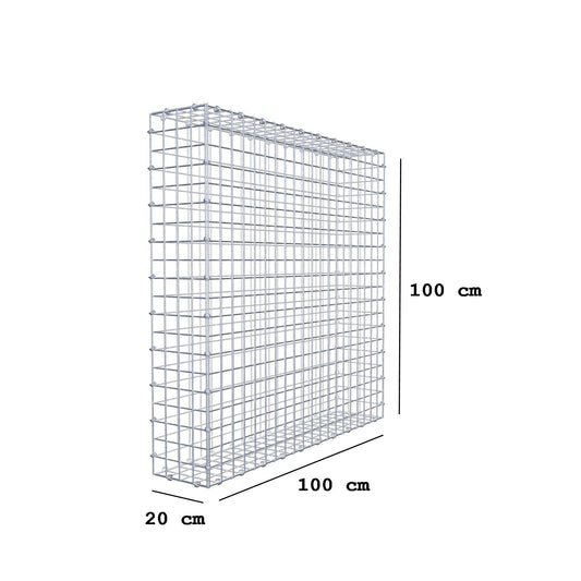 Gabione 100 cm x 100 cm x 20 cm (L x H x T), Maschenweite 5 x 5 cm, Spiralring