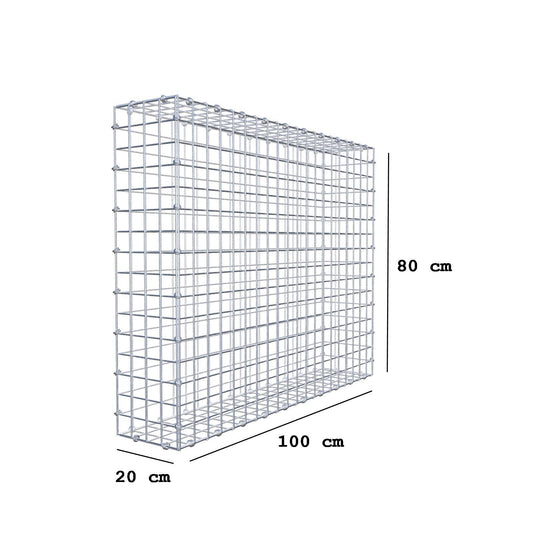 Gabione 100 cm x 80 cm x 20 cm (L x H x T), Maschenweite 5 x 5 cm, Spiralring