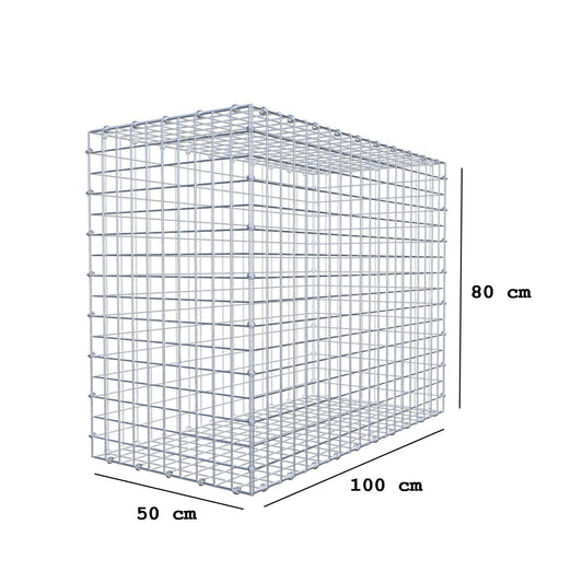 Gabion 100 cm x 80 cm x 50 cm (L x H x D), maskestørrelse 5 x 5 cm, spiralring