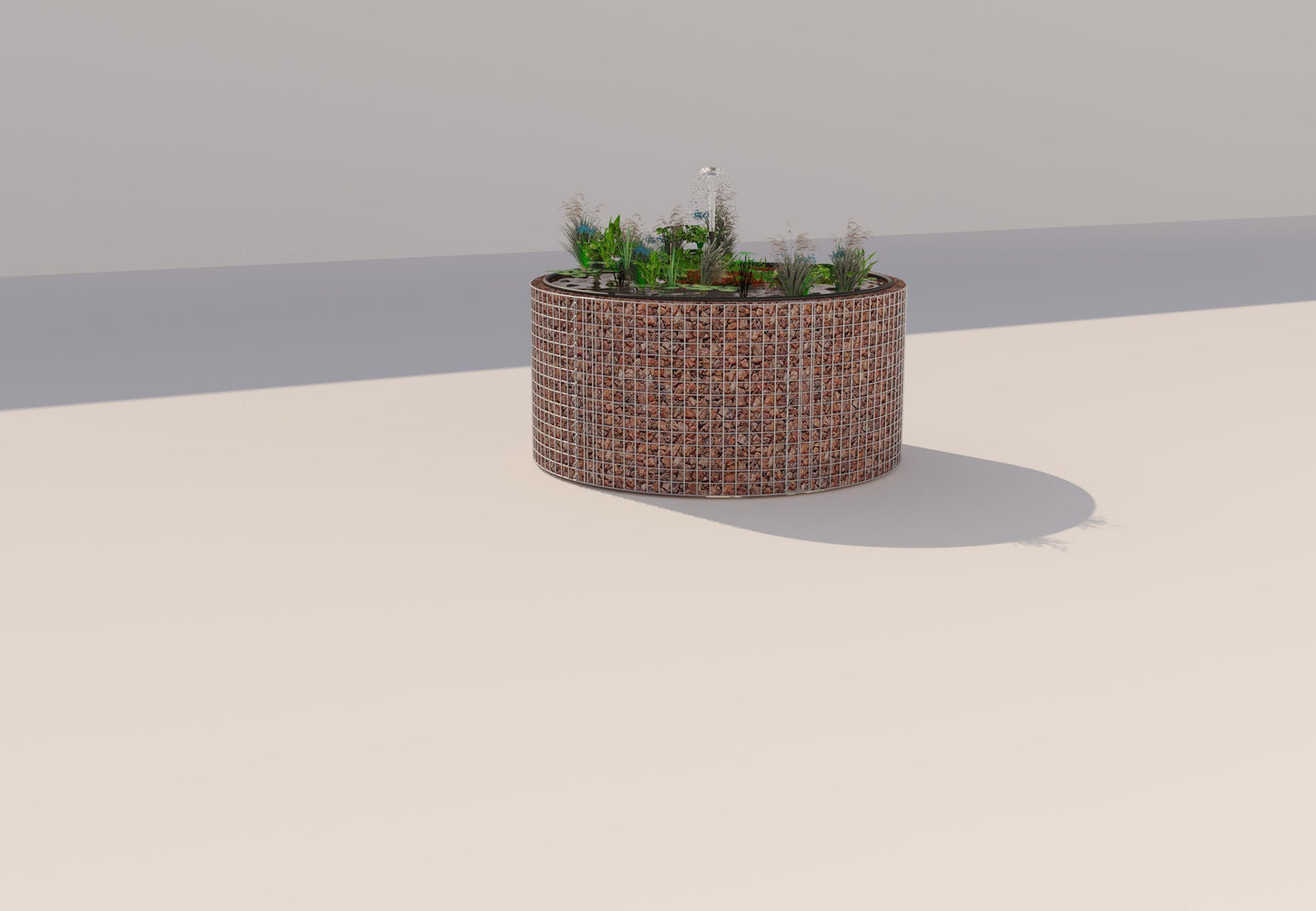 Laghetto rialzato in gabbioni, rotondo, diametro esterno 172 cm, altezza 80 cm, maglia 5 x 5 cm, spessore parete 15 cm