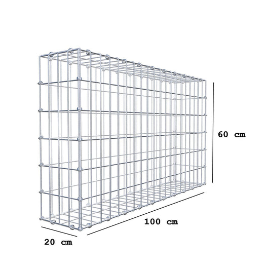 Gabione 100 cm x 60 cm x 20 cm (L x H x T), Maschenweite 5 x 10 cm, Spiralring