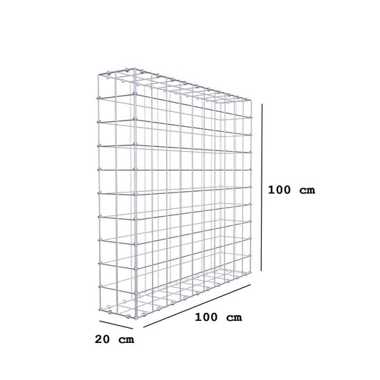 Gabione 100 cm x 100 cm x 20 cm (L x H x T), Maschenweite 10 x 10 cm, Spiralring