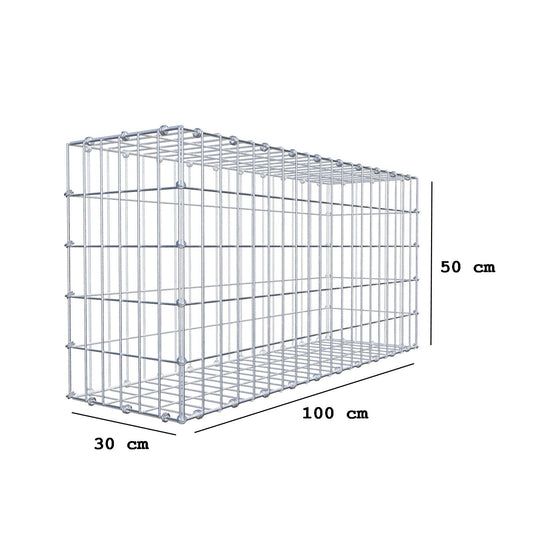 Gabbione 100 cm x 50 cm x 30 cm (L x H x P), maglia 5 x 10 cm, anello a spirale