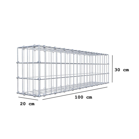 Gabbione 100 cm x 30 cm x 20 cm (L x H x P), maglia 5 x 10 cm, anello a spirale