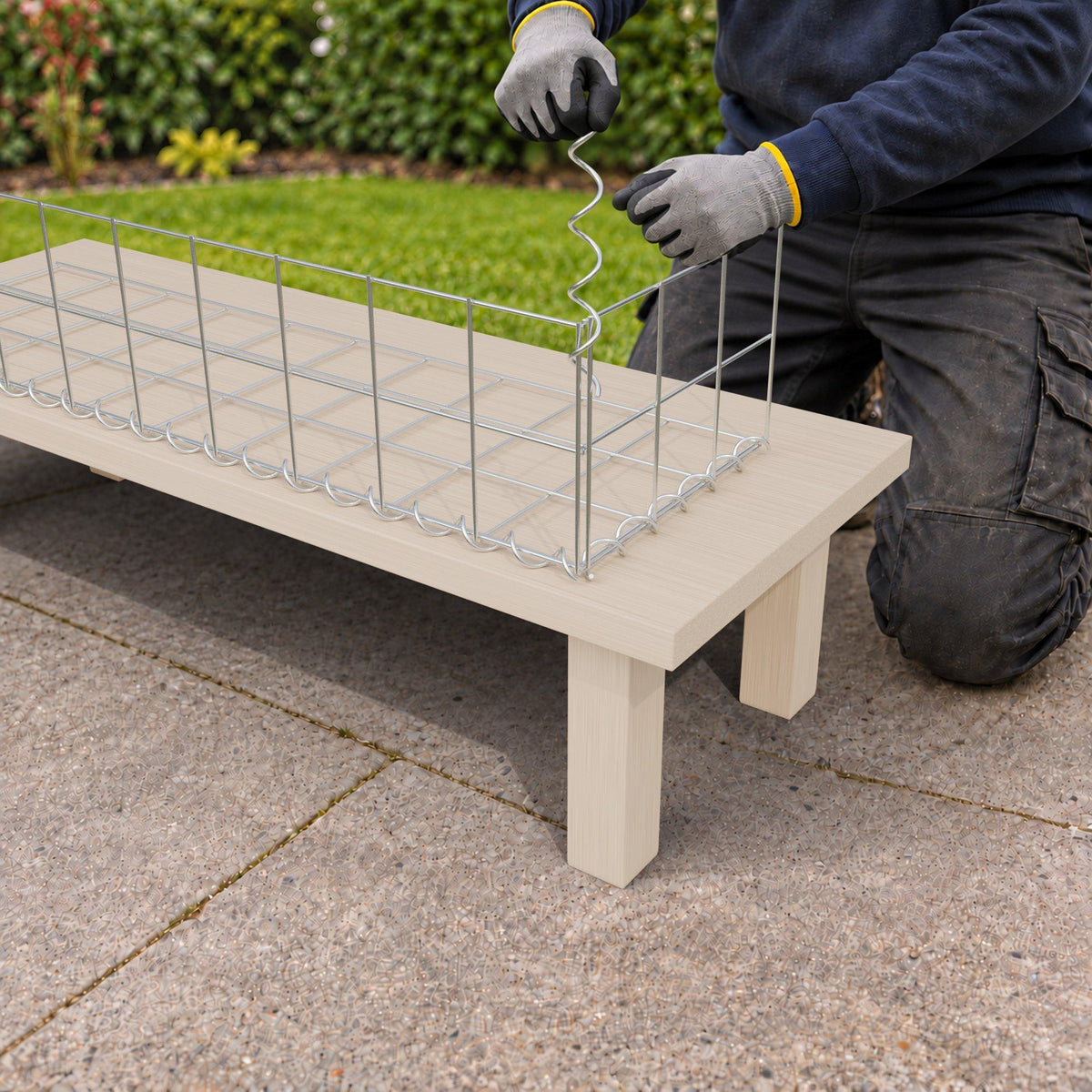 Gabione 100 cm x 20 cm x 30 cm (L x H x T), Maschenweite 10 cm x 10 cm, Spirale