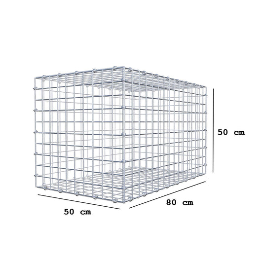 Gabion 80 cm x 50 cm x 50 cm (L x H x D), maskestørrelse 5 x 5 cm, spiralring