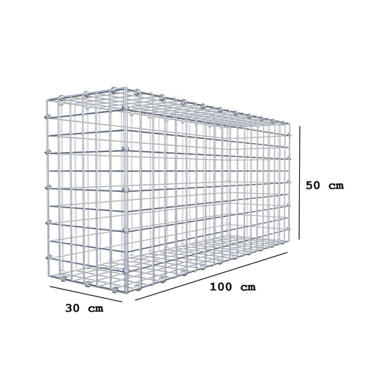 Gabbione 100 cm x 50 cm x 30 cm (L x H x P), maglia 5 x 5 cm, anello a spirale