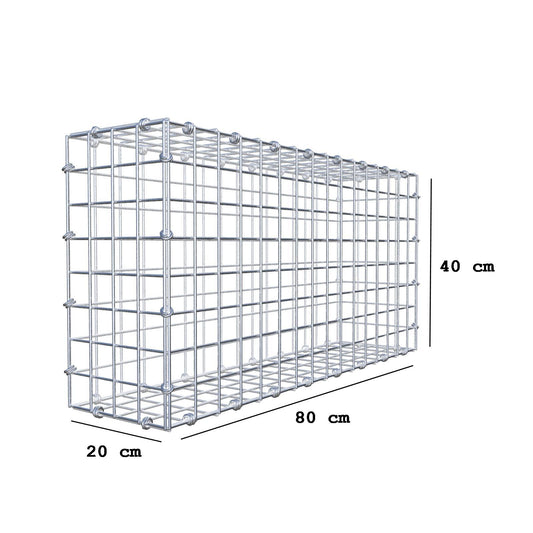 Gabione 80 cm x 40 cm x 20 cm (L x H x T), Maschenweite 5 x 5 cm, Spiralring