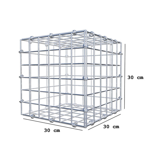 Gabione 30 cm x 30 cm x 30 cm (L x H x T), Maschenweite 5 x 5 cm, Spiralring