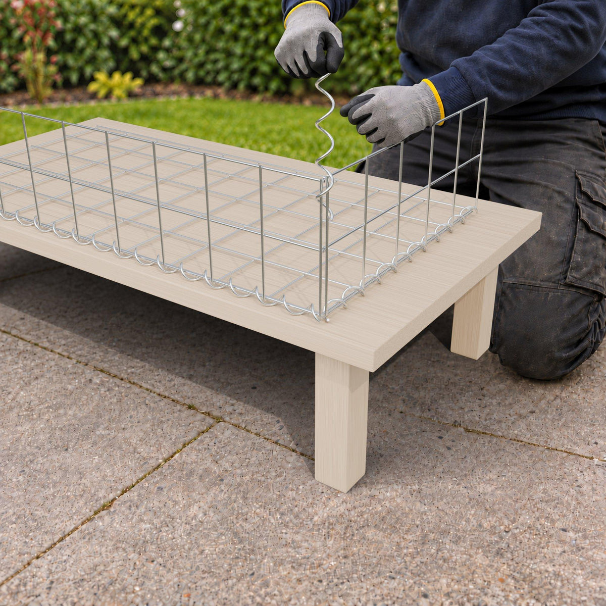 Gabion 100 cm x 20 cm x 50 cm (L x H x D), maskstorlek 10 cm x 10 cm, spiral