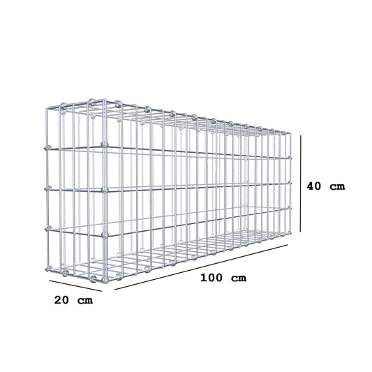 Gabbione 100 cm x 40 cm x 20 cm (L x H x P), maglia 5 x 10 cm, anello a spirale