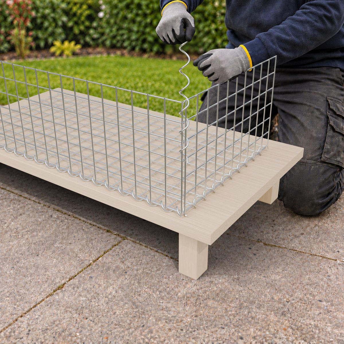 Gabion 100 cm x 30 cm x 50 cm (L x H x D), maskestørrelse 5 cm x 5 cm, spiral
