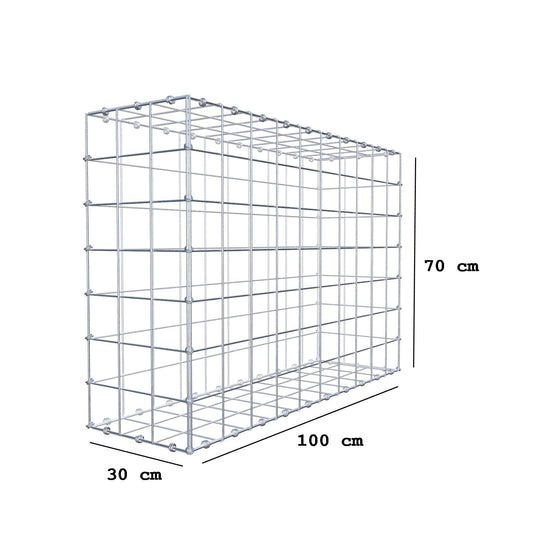 Gabione 100 cm x 70 cm x 30 cm (L x H x T), Maschenweite 10 x 10 cm, Spiralring