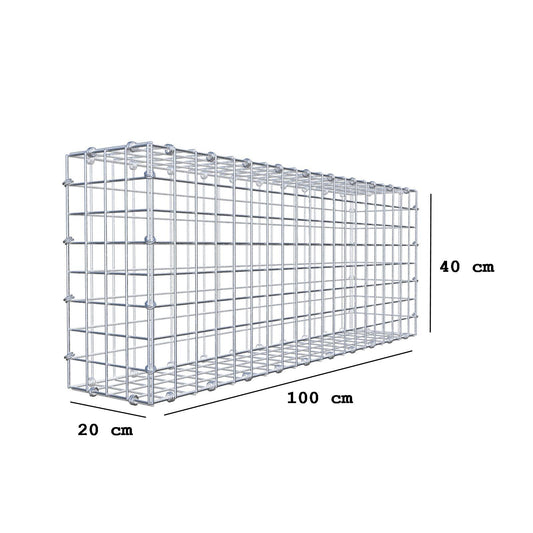 Gabbione 100 cm x 40 cm x 20 cm (L x H x P), maglia 5 x 5 cm, anello a spirale