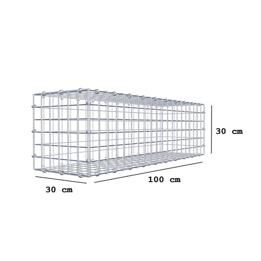 Gabbione 100 cm x 30 cm x 30 cm (L x H x P), maglia 5 x 5 cm, anello a spirale