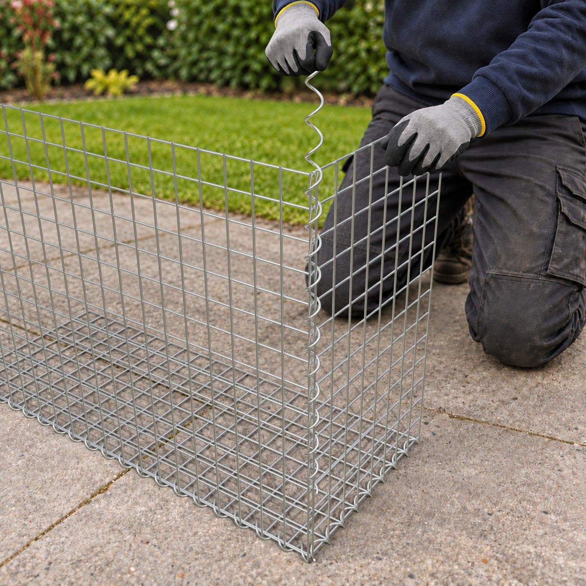 Gabion 100 cm x 70 cm x 40 cm (L x H x D), maskestørrelse 5 cm x 5 cm, spiral
