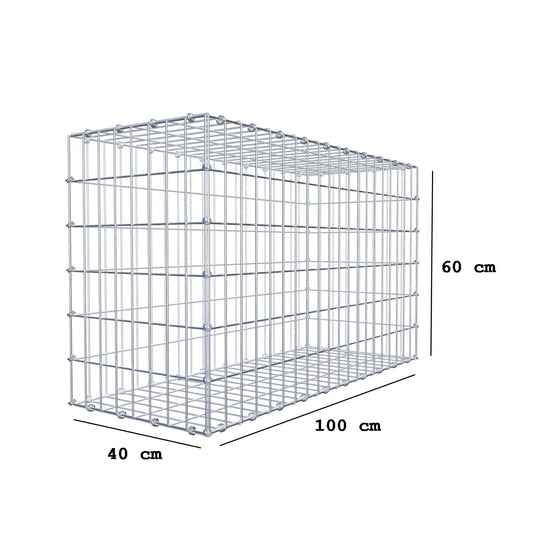 Gabione 100 cm x 60 cm x 40 cm (L x H x T), Maschenweite 5 x 10 cm, Spiralring