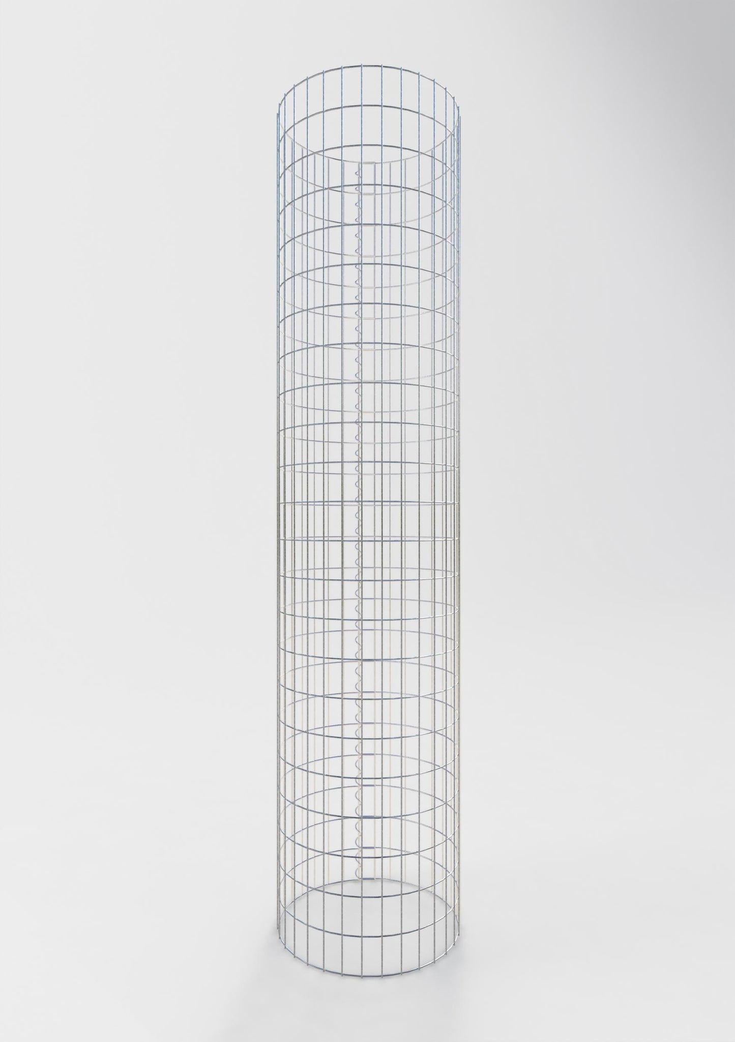 Schanskorfzuil rond 52 cm diameter, 230 cm hoogte, maaswijdte 5 cm x 10 cm