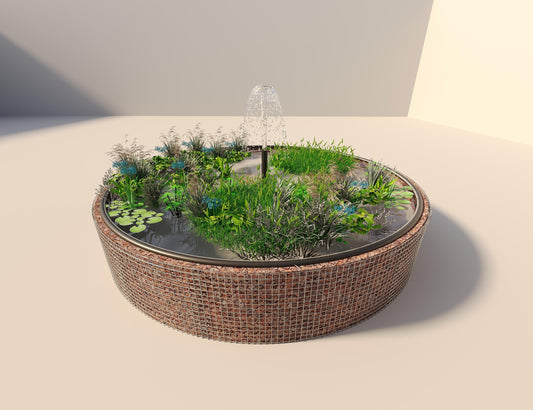 Gabionen Hochteich rund, Außendurchmesser 502 cm, Höhe 80 cm, Maschenweite 5 x 5 cm, Wandstärke 15 cm
