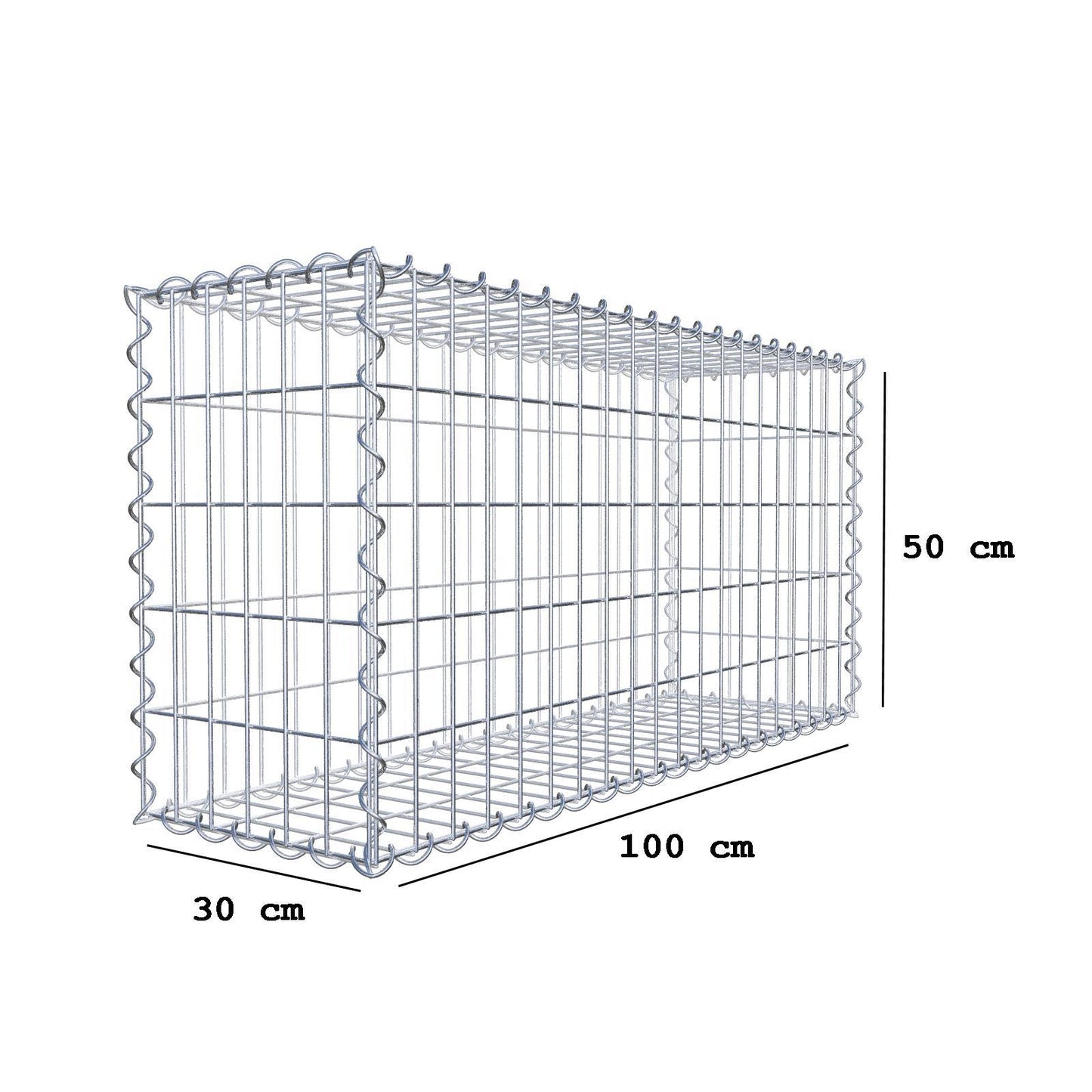 Sparset 3x Gabione 100 cm x 50 cm x 30 cm (L x H x T), Maschenweite 5 cm x 10 cm, Spirale