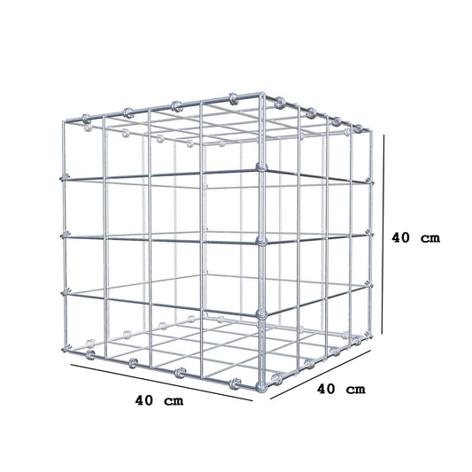 Gabione 40 cm x 40 cm x 40 cm (L x H x T), Maschenweite 10 x 10 cm, Spiralring