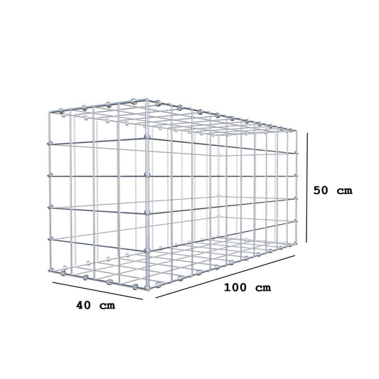 Gabbione 100 cm x 50 cm x 40 cm (L x H x P), maglia 10 x 10 cm, anello a spirale