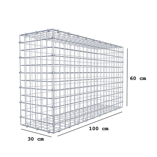 Gabione 100 cm x 60 cm x 30 cm (L x H x T), Maschenweite 5 x 5 cm, Spiralring