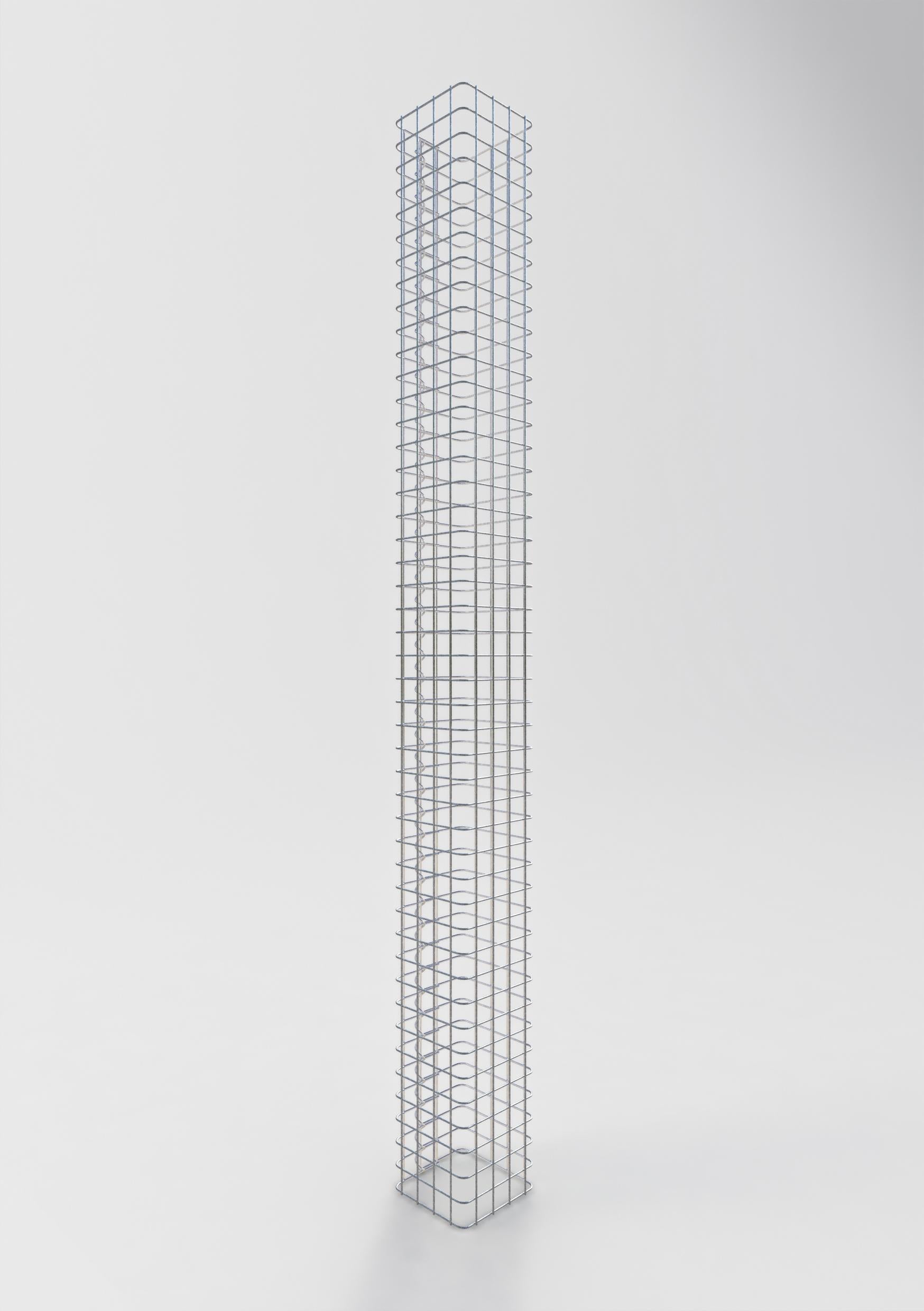 Columna de gaviones, cuadrada 22 cm x 22 cm, 230 cm de altura, MW 5 cm x 5 cm