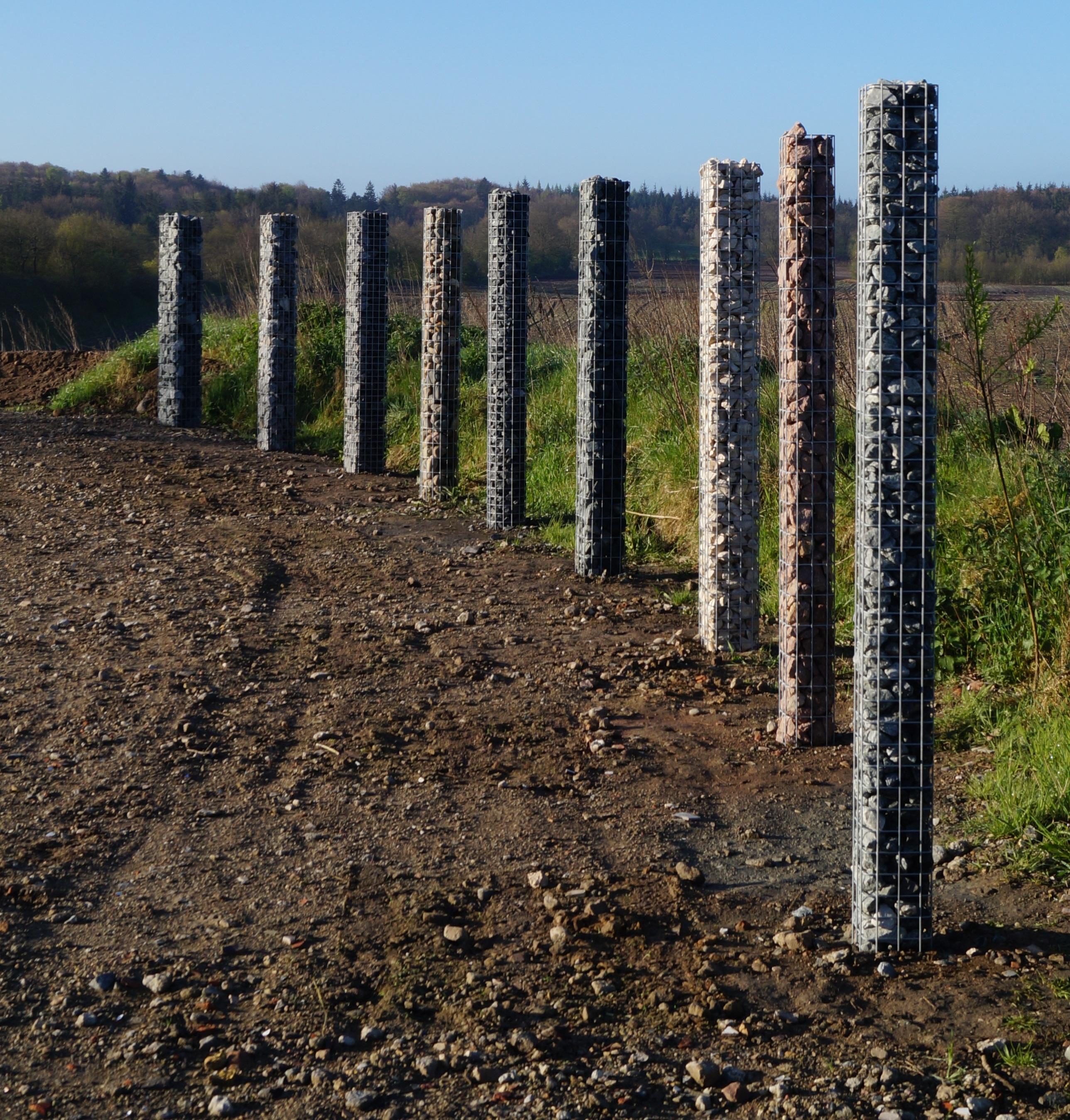 Columna de gaviones, redonda, galvanizada en caliente, 27 cm de diámetro, 200 cm de altura, MW 5 cm x 10 cm
