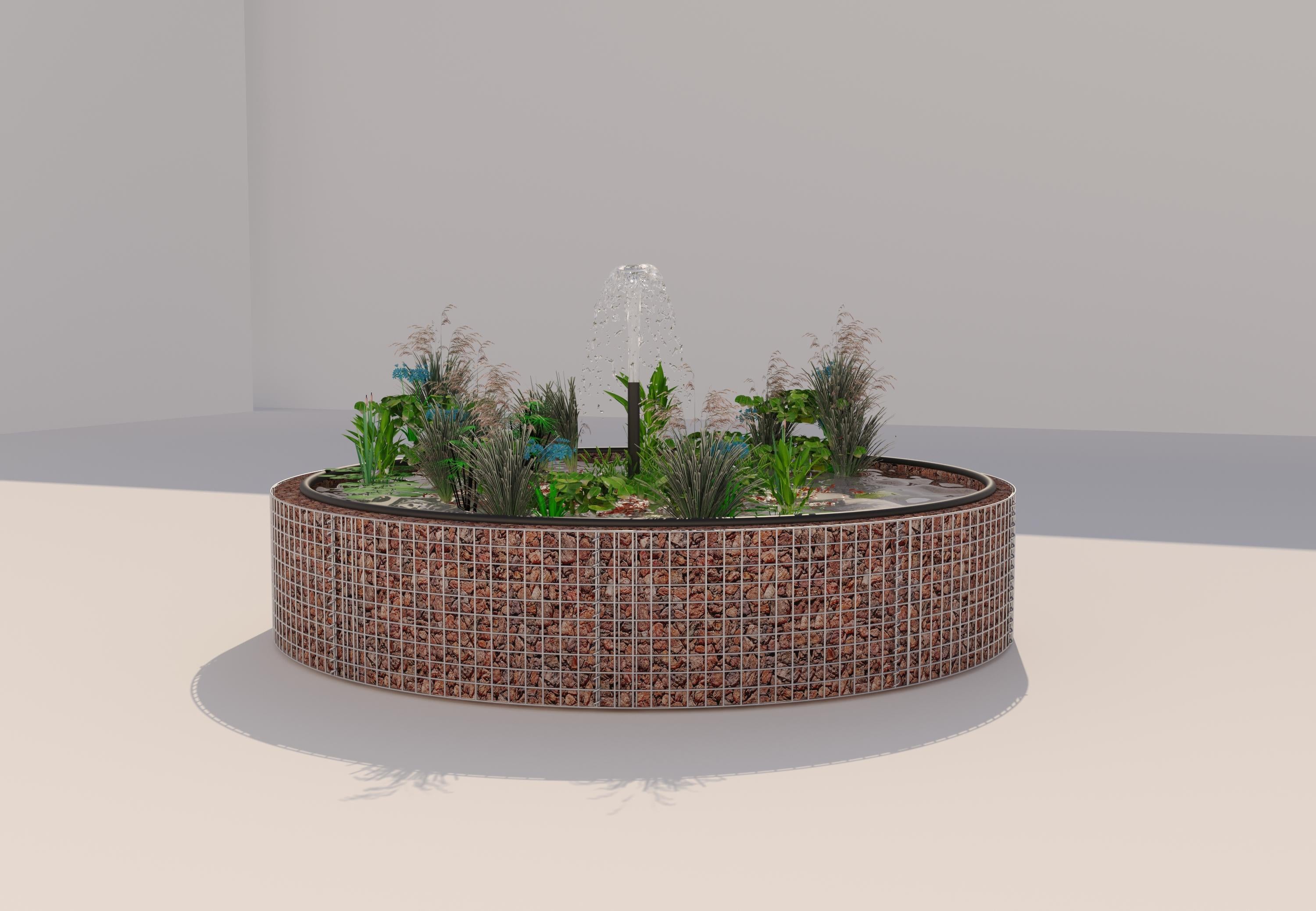 Gabionen Hochteich rund, Außendurchmesser 232 cm, Höhe 50 cm, Maschenweite 5 x 5 cm, Wandstärke 15 cm