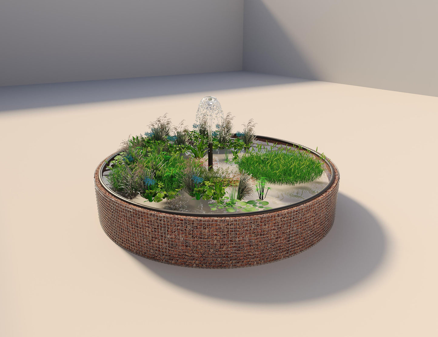 Gabionen Hochteich rund, Außendurchmesser 502 cm, Höhe 80 cm, Maschenweite 5 x 5 cm, Wandstärke 15 cm