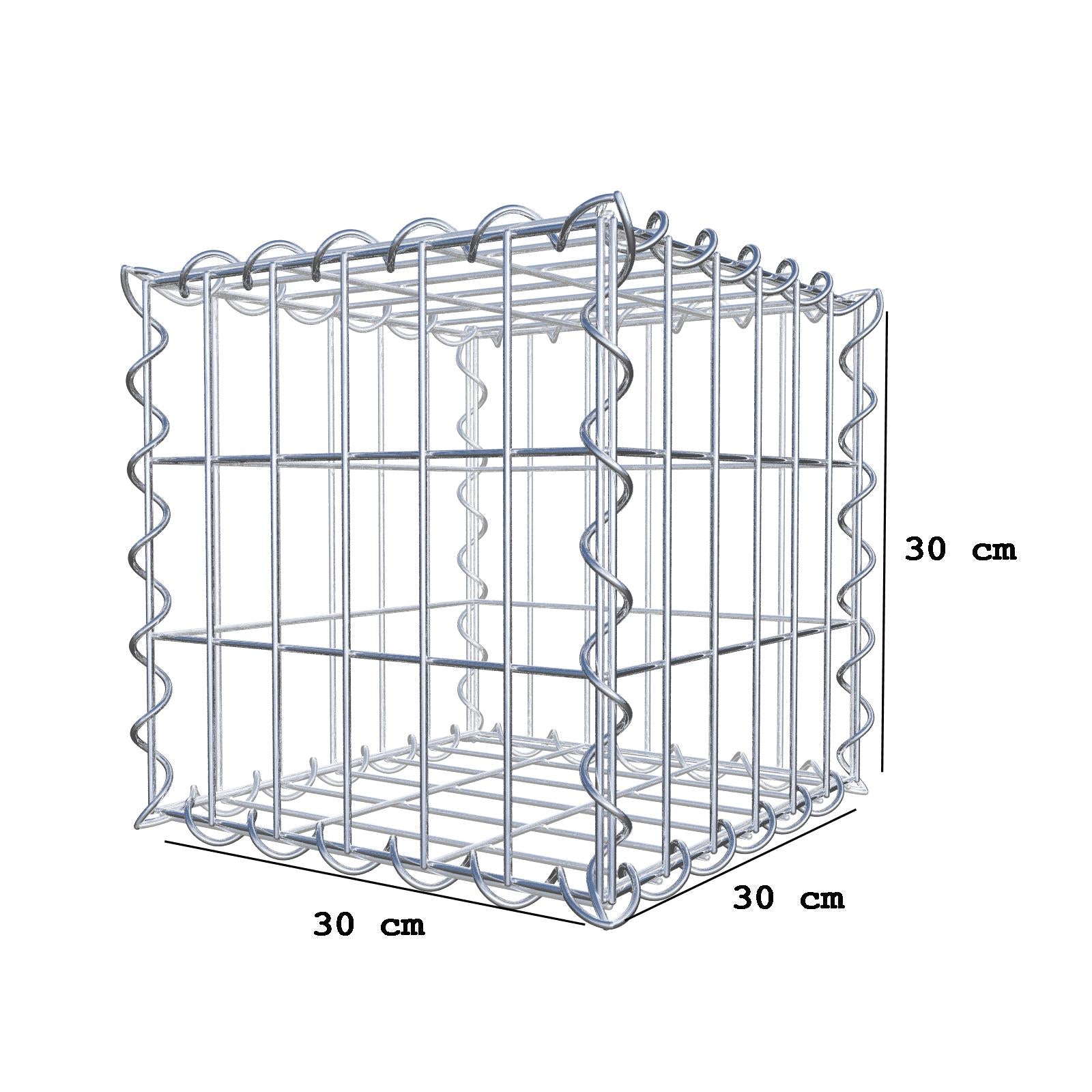 Gabion 30 cm x 30 cm x 30 cm (L x H x D), mesh size 5 cm x 10 cm, spiral