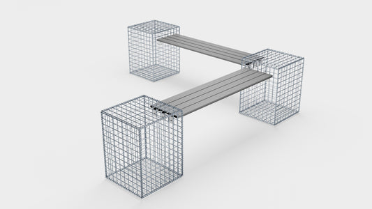 Banc de jardin 3 fourches en spirale - 205 x 60 x 40 cm (L x H x P) MW 5 x 5 cm, avec revêtement recyclé en anthracite