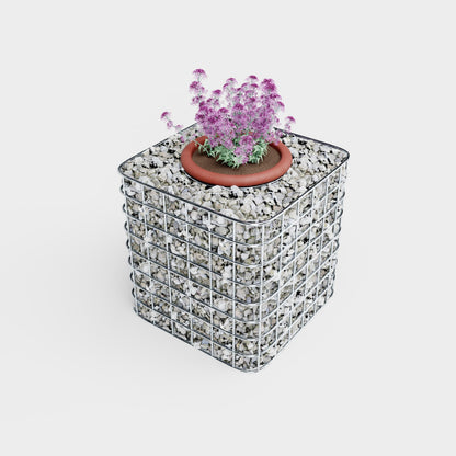 Colonna portafiori altezza 42 cm base 42 x 42 cm MW 5 x 5 cm, zincato a caldo incl. vaso rotondo - marrone