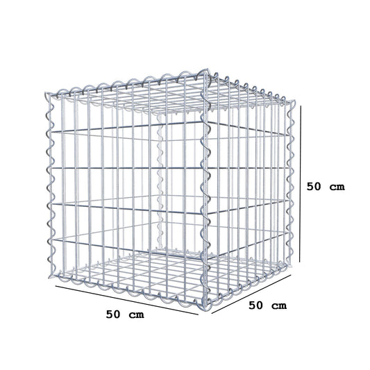 Gabion 50 cm x 50 cm x 50 cm (L x H x D), mesh size 5 cm x 10 cm, spiral
