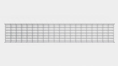 Lunghezza canalina 29 cm, profondità 5 cm, dimensione maglia 5 x 10 cm