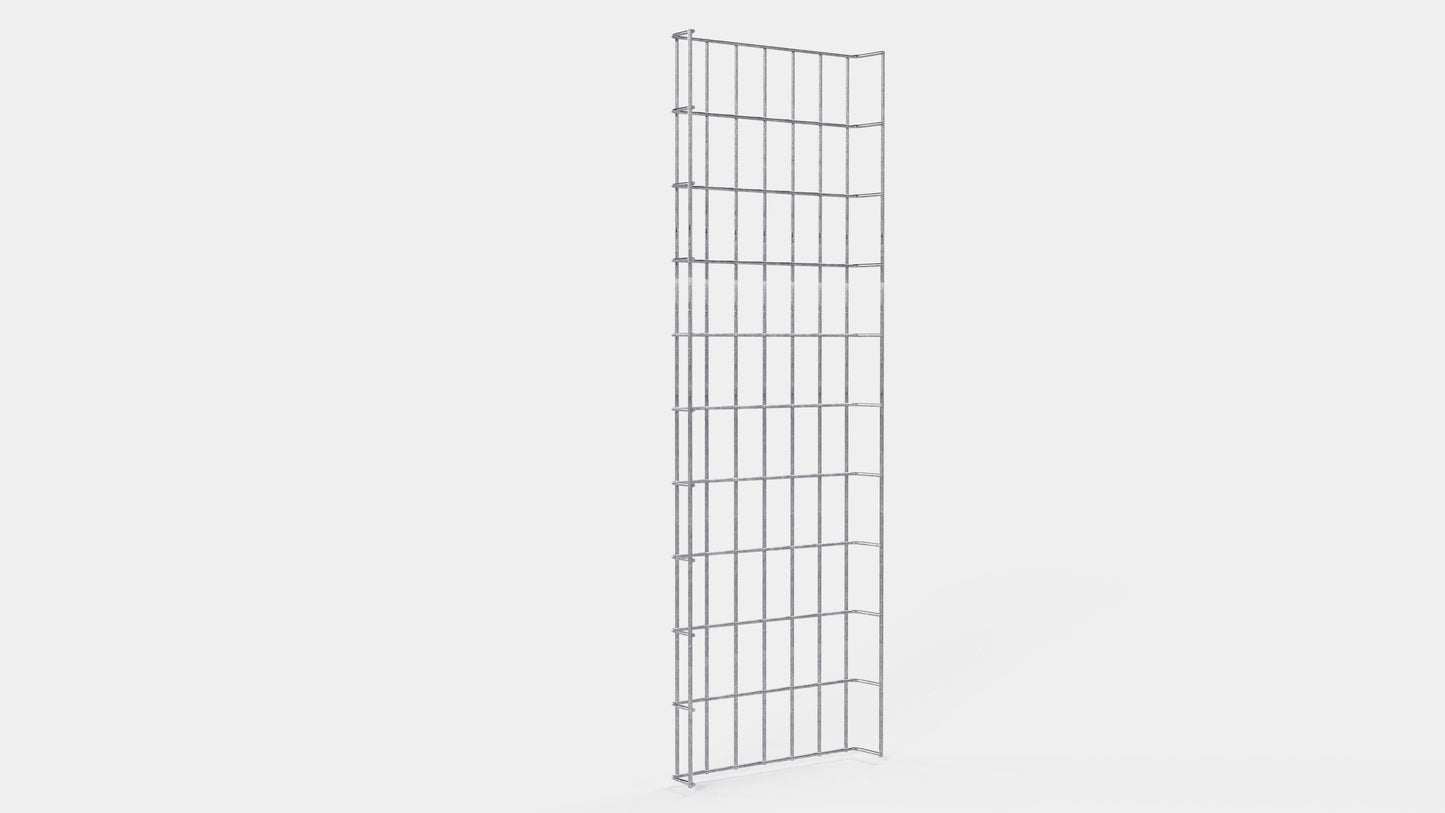 Lunghezza canalina 29 cm, profondità 5 cm, dimensione maglia 5 x 10 cm