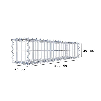 Gabion 100 cm x 20 cm x 20 cm (L x H x D), mesh size 5 cm x 10 cm, spiral