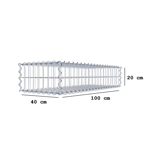 Gabion 100 cm x 20 cm x 40 cm (L x H x D), maskestørrelse 5 cm x 10 cm, spiral