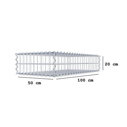 Gabione 100 cm x 20 cm x 50 cm (L x H x T), Maschenweite 5 cm x 10 cm, Spirale