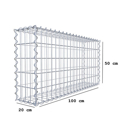 Gabion 100 cm x 50 cm x 20 cm (L x H x D), mesh size 5 cm x 10 cm, spiral