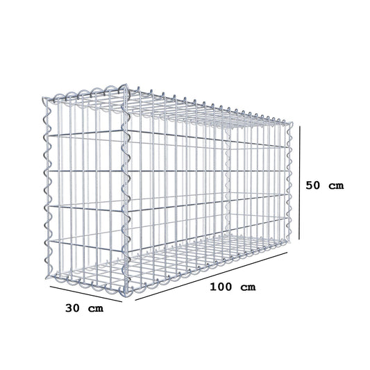 Gabion 100 cm x 50 cm x 30 cm (L x H x P), mailles 5 cm x 10 cm, spirale